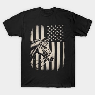 Proud Patriotic Horse Owner Lover American Flag T-Shirt